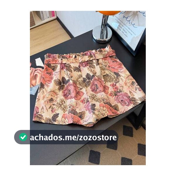 GlowEve CURVE Shorts Largos Vintage com Estampa Floral de Rosas, Cintura Alta Franzida, Anel Metálico Ajustável, Cintura Larga, Emagrecedor para Mulheres Plus Size