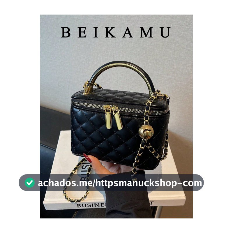 1 Peça Bolsa em Formato de Caixa com Padrão Diamante da BEIKAMU, Nova Bolsa para Moedas, Bálsamo Labial e Maquiagem, Bolsa a Tiracolo Elegante e Chique com Corrente