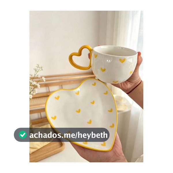 Xícara e Pires de Cerâmica Pintados à Mão com Laço Rosa Estilo Coreano Ins, Xícara e Pires de Café em Formato de Coração Assimétrico Feitos à Mão, Xícara e Pires para Chá da Tarde