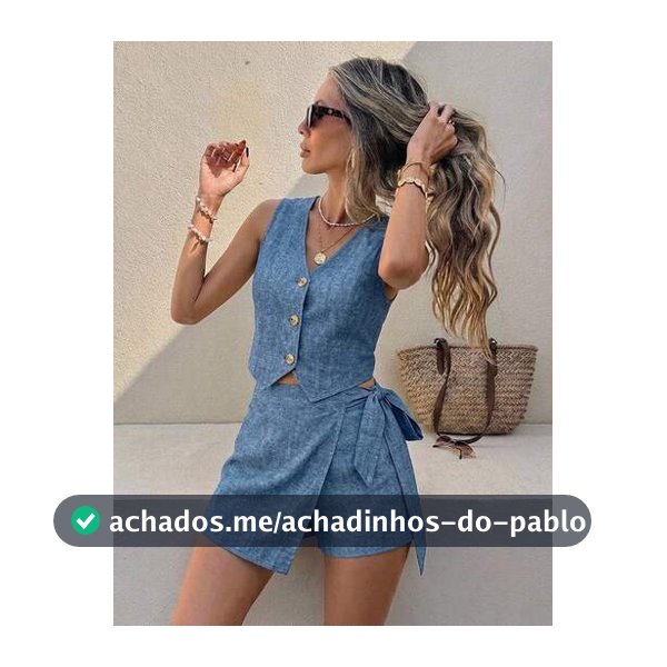 Serisse Conjunto de 2 Peças de Colete e Shorts Casuais Femininos