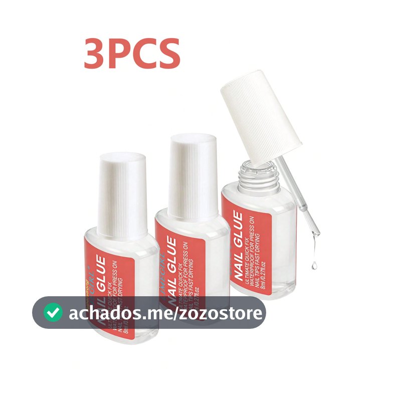 LIMEGIRL Super Cola para Unhas, 3 Peças/Conjunto 8ml/Frasco Adesivo de Unha de Secagem Rápida, Adesivo à Prova d'Água de Longa Duração Adequado para Unhas Postiças, Imprescindível
