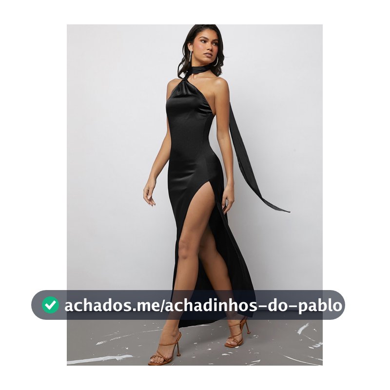 SHEIN BAE Vestido de cabresto amarrado sem costas coxa dividida cetim