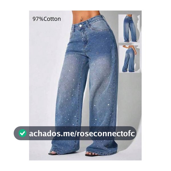 Calça Denim Feminina Solta Casual Versátil Perna Larga com Bolsos Primavera Férias Outono