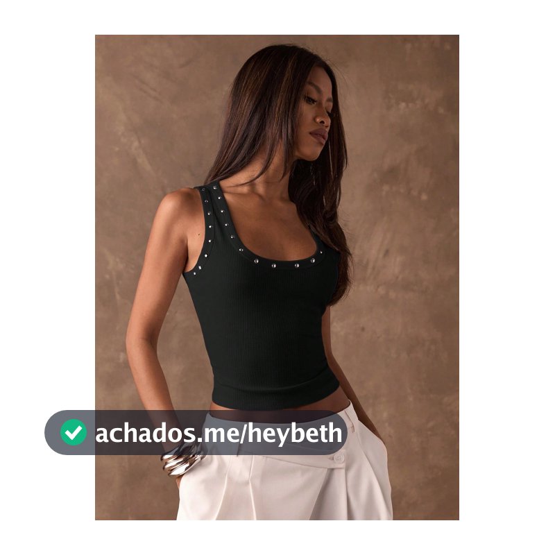 SHEIN BAE Regata Ajustada com Decor de Strass, Estilo de Rua Fashion Feminino, Verão