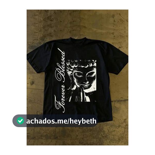 Camiseta Feminina Preta Vintage com Estampa Gráfica de Retrato de Buda