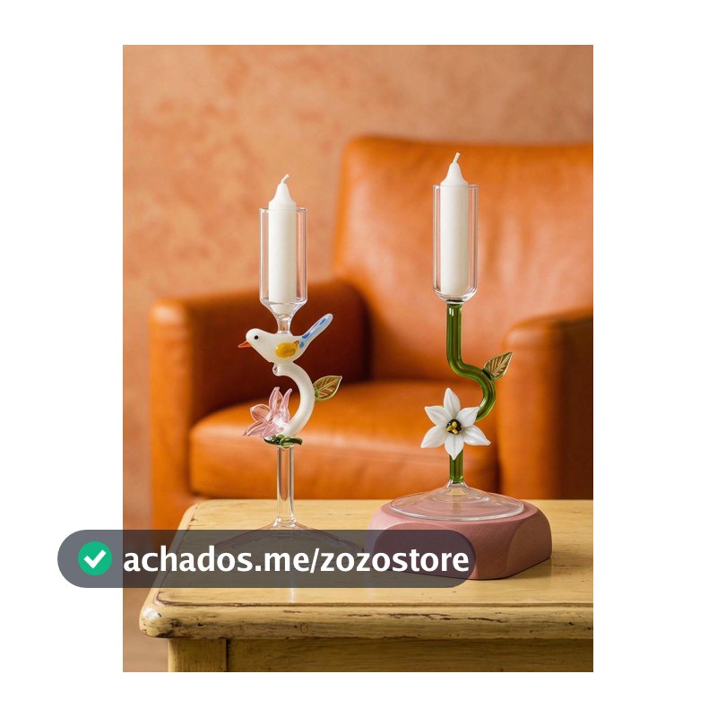 Joivida 1 Peça Cálice de Vidro com Flor Rosa e Pássaro Luxuoso, Vidro Borossilicato Resistente ao Calor, Design Dual de Pássaro Rosa e Lírio, Decoração Romântica de Castiçal de Mesa para Casa