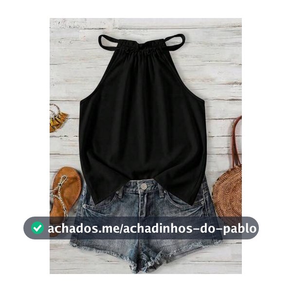 EMERY ROSE Top Casual Feminina Plus Size com Decote Halter em Cor Sólida, Adequada para o Verão e Zoológico