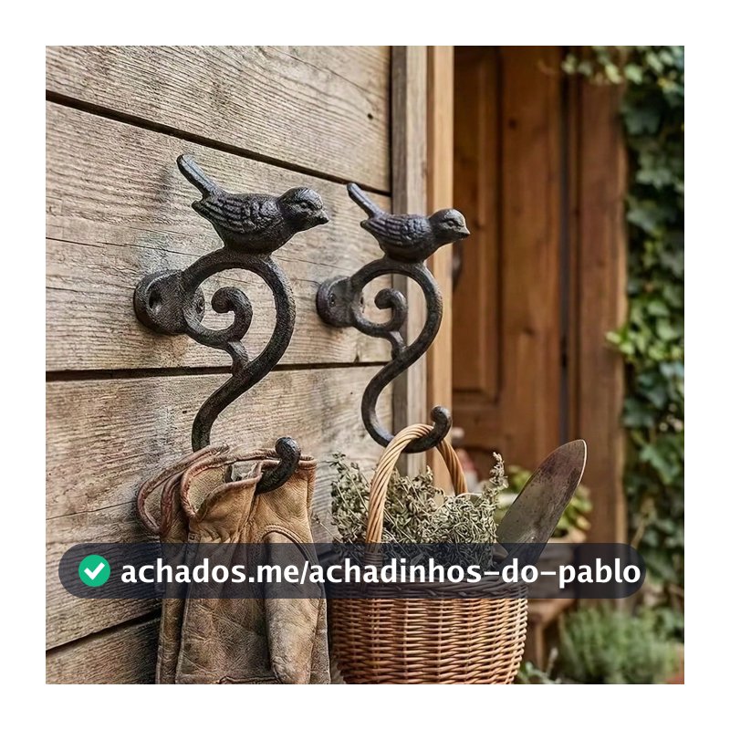 1 Peça Gancho de Pássaro em Ferro Fundido em Formato de S, Gancho de Parede Vintage Resistente para Pendurar Casacos, Bolsas, Chaves, Decoração Rústica de Jardim para Cerca, Presente Único de Inauguração/Páscoa para Mamãe e Papai, Cabide Multiuso