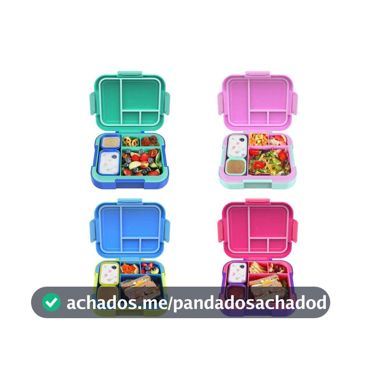 Caixa Bento - Caixa de Almoço Grande de 4,8 Xícaras com 2 Recipientes Modulares - 4 Compartimentos, À Prova de Vazamentos, Alça Portátil, Própria para Micro-ondas/Lava-louças, Ideal para Escola, Trabalho e Viagens, Cozinha, Presente de Natal, Suprimentos Escolares