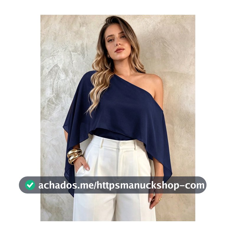 Elegantrix Top Capa Feminina Plus Size Estilo Francês Minimalista Elegante para Primavera Verão Outono, Uso Diário e Encontros, com Gola Assimétrica, Cintura Marcada e Bainha Assimétrica