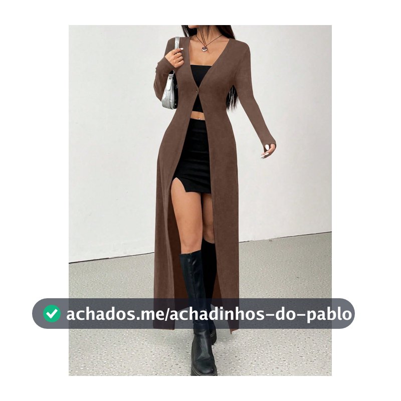 SHEIN EZwear Cardigan Longo com Ajuste Casual de Cor Sólida e Botões para Mulheres, Outono