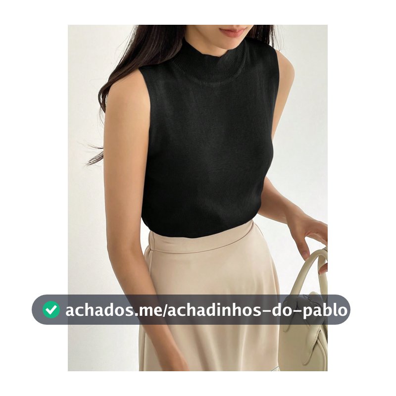 DAZY Top de Camada Base Respirável de Gola Alta Tricotada para Mulheres