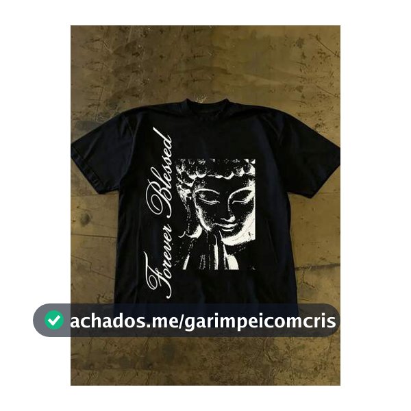Camiseta Feminina Preta Vintage com Estampa Gráfica de Retrato de Buda