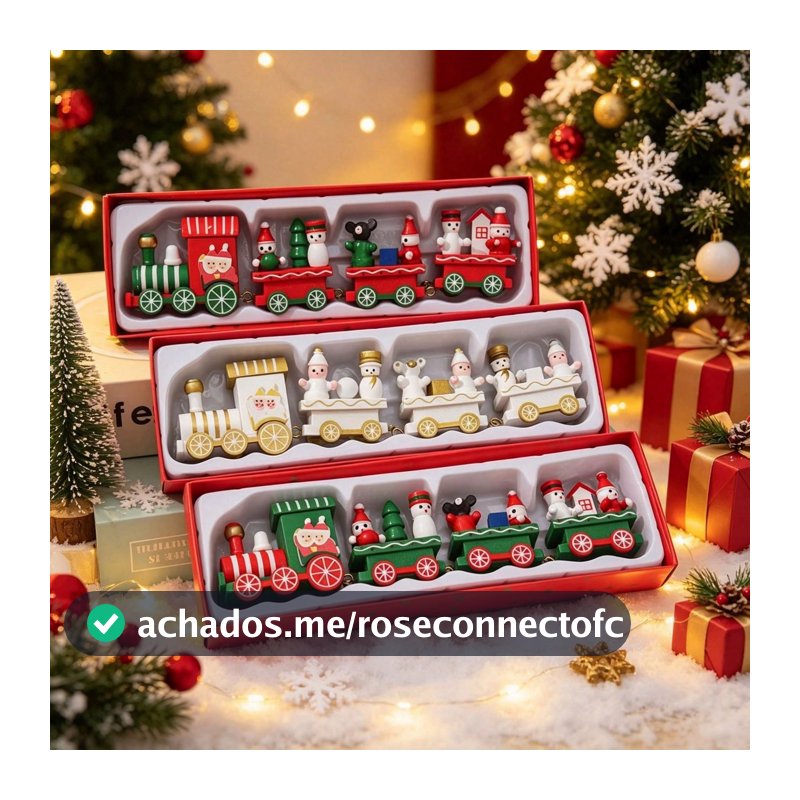 1 Peça Mini Trem de Madeira Pintado de Natal, Decoração de Mesa de Cena de Feriado, Presente de Exibição de Janela de Natal, Presente de Natal.