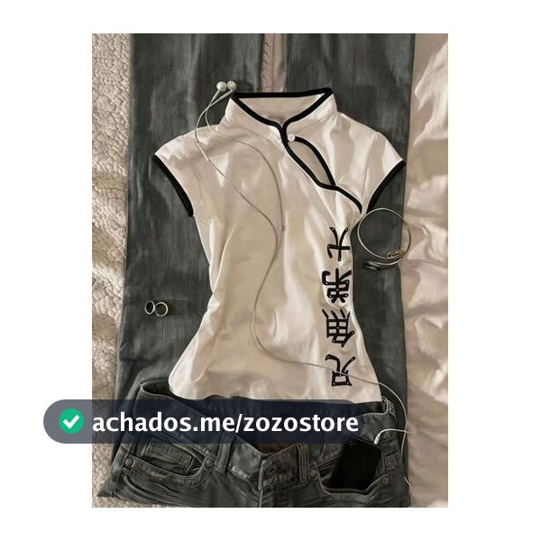 IslaSuriya Camiseta Inspirada em Cheongsam com Estampa de Hanzi Estilo Chinês para Mulheres