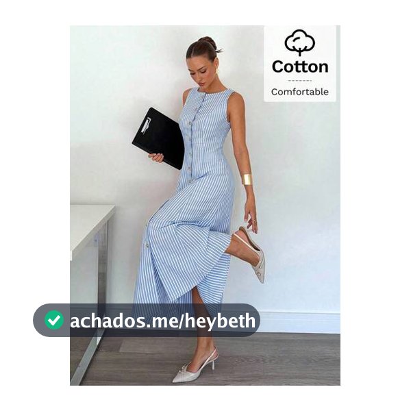 Siren Gaze Vestido de Algodão Listrado Azul e Branco Chique e Luxuoso, Vestido Maxi Elegante e Elegante de Verão Sem Mangas para Mulheres, Roupa com Botões na Frente Ajustada ao Corpo, Roupa de Trabalho Retrô Fashionável Office Siren, Vestido Longo Confortável e Respirável para Férias, Vestidos para...