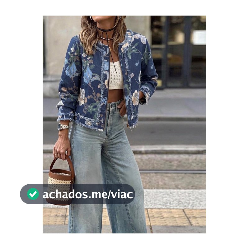 Brillora Jaqueta Denim Feminina Vintage de Outono com Estampa Floral Azul, Casual para o Dia a Dia, Roupa de Feriado, Estilo Cowgirl para Show Country, Look Diurno Cotidiano