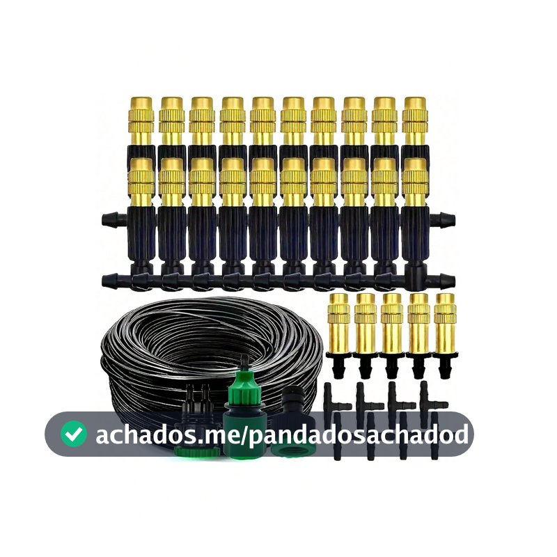 Sistema de Irrigação para Jardim, Sistema de Resfriamento por Névoa ao Ar Livre, Aspersores de Irrigação Automática para Jardim com Bicos Giratórios de Latão, Criadores de Névoa para Pátio, Bicos de Latão de 1/4", Tubo Flexível de 4/7mm, Sistema de Irrigação por Gotejamento Automática para Gramado, ...