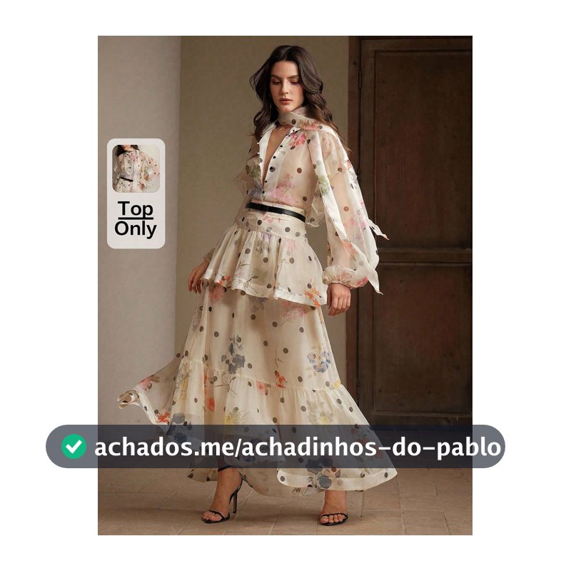 Anewsta Blusa Feminina Elegante Romântica Fada Bege Preto Estampa Floral Poá Babado Manga Lanterna Casual Outono/Inverno Festa Jardim Brunch