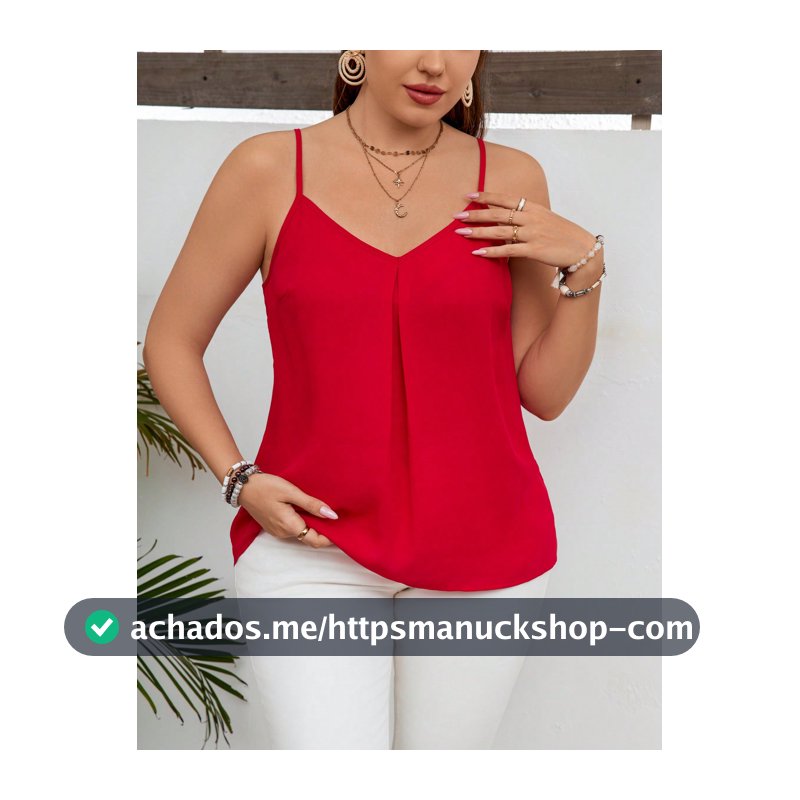 SHEIN LUNE Blusas de alcinha plus size plissadas