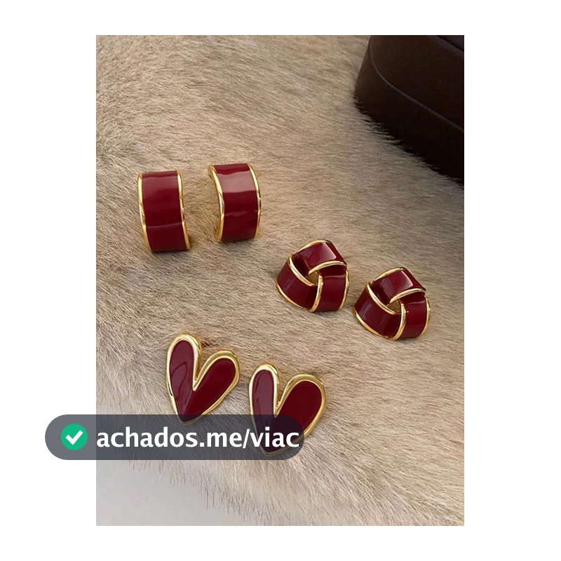 3 Pares de Brincos de Botão Geométricos Vintage Franceses com Esmalte em Formato de Coração, Adequados para o Uso Diário e Férias de Mulheres