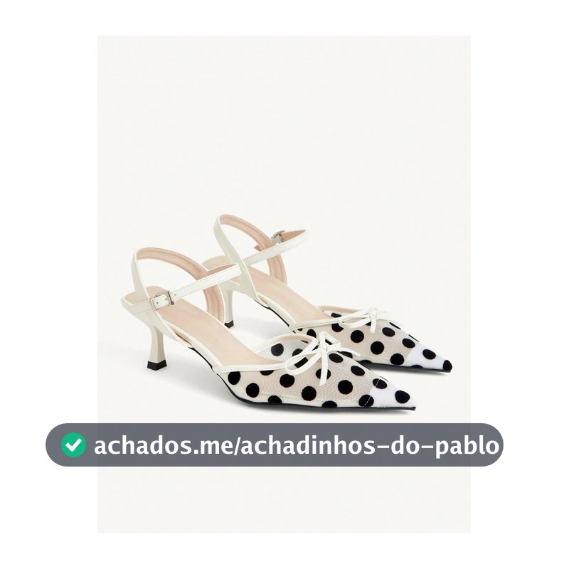 CUCCOO CHICEST Sandálias de Salto Alto com Decoração de Laço em Tela de Bolinhas Pretas e Brancas