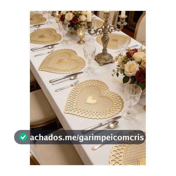 1-200 Peças Individuais de Mesa em Formato de Coração Dourado em PVC
