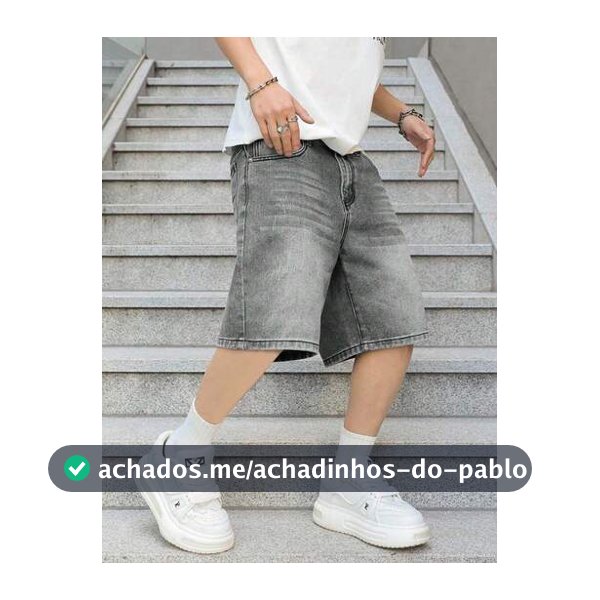 Shorts Denim Cinza Slim Fit Perna Reta Estilo Casual Europeu e Americano para Adolescentes Meninos, Streetwear
