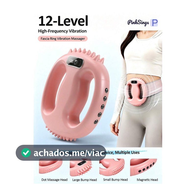PinkSings Massageador de Anel de Fáscia, Vibração Ajustável de 12 Velocidades, Uso Fitness Doméstico