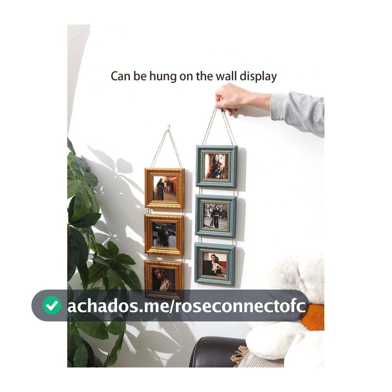 2 em 1 e 3 em 1 Quadros de Fotos Plásticos Verdes Criativos Vintage Penduráveis na Parede de 4 Polegadas, Adequados para Sala de Estar, Quarto, Presentes de Feriado