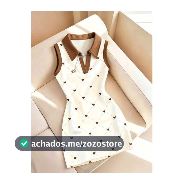 Resyla Vestido Feminino Estilo Coreano com Estampa de Coração e Blocos de Cor