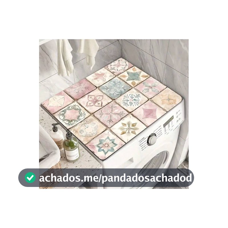 1 Peça Tapete Absorvente de Secagem Rápida para Máquina de Lavar Estilo Boêmio - Rosa, Padrão de Ladrilhos Coloridos, Antiderrapante, Ideal para Eletrodomésticos de Lavanderia e Decoração de Cozinha, Serve a Maioria das Máquinas Padrão, Decoração de Casa, Decoração de Mesa, Decoração de Festa, Decor...