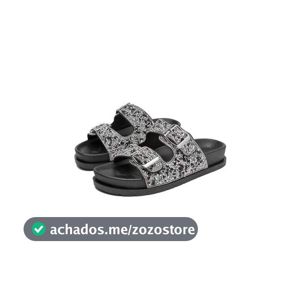Sandália Rasteira Strass Ajustável