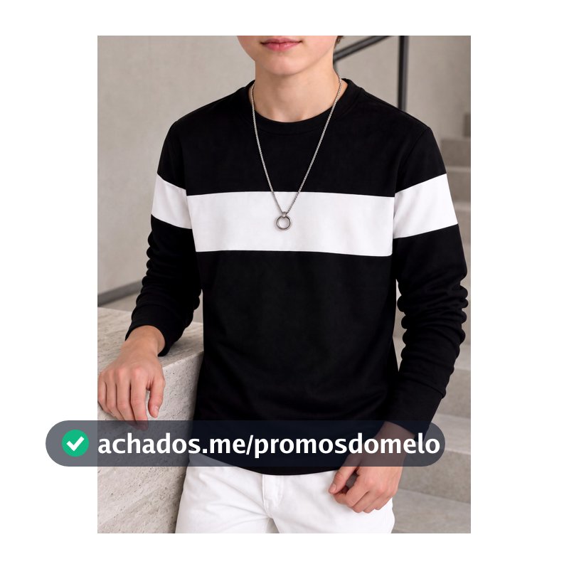 SHEIN Camiseta Casual para Adolescentes com Bloco de Cores, Gola Redonda e Mistura de Algodão e Linho