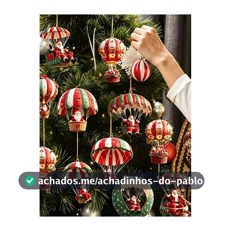 20 Enfeites de Árvore de Natal, Paraquedas de Papai Noel de Madeira, Decorações Ideais para Natal e Ação de Graças, Presentes de Decoração para Festa de Natal em Casa, Enfeites de Árvore de Natal, Natal, Árvore de Natal, Decorações de Casa de Natal