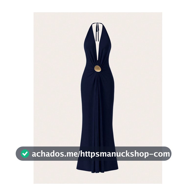 Opulessa Vestido de Tricô Sem Costas de Cor Sólida para Mulheres