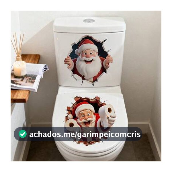 1/2 Peças Adesivos Engraçados de Papai Noel com Efeito de Quebra de Parede para Banheiro