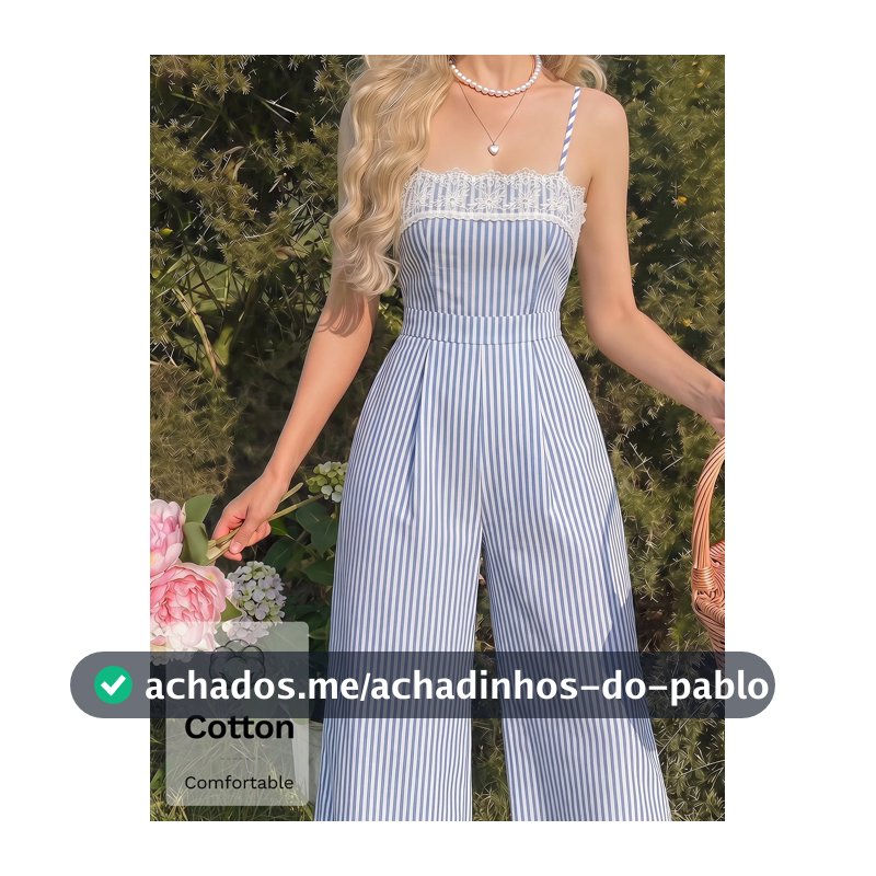 Skyraze Macacão Camisole Feminino Azul Claro com Patchwork de Renda Plissado, Casual Elegante para o Dia a Dia, Volta às Aulas, Campus, Férias de Verão, Halloween