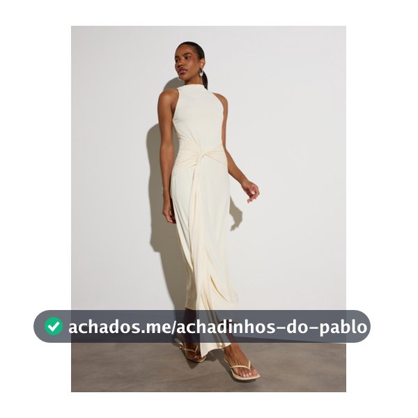 KSTM Vestido Longo Verão com Decote Alto sem Mangas, Nó na Frente, Drapeado, Costas Tipo Regata e Saia Fluida em A-Line