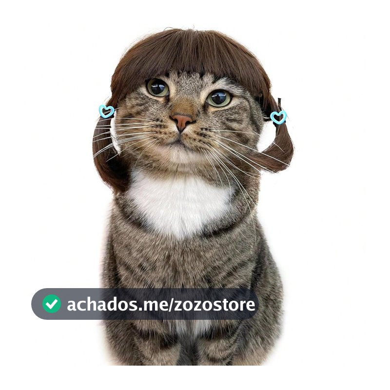 1 Peça Peruca de Gato ou Cachorro de Estimação, Acessórios de Halloween para Animais de Estimação, Peruca Sintética Castanha Encaracolada/Reta para Fantasia de Gato ou Cachorro
