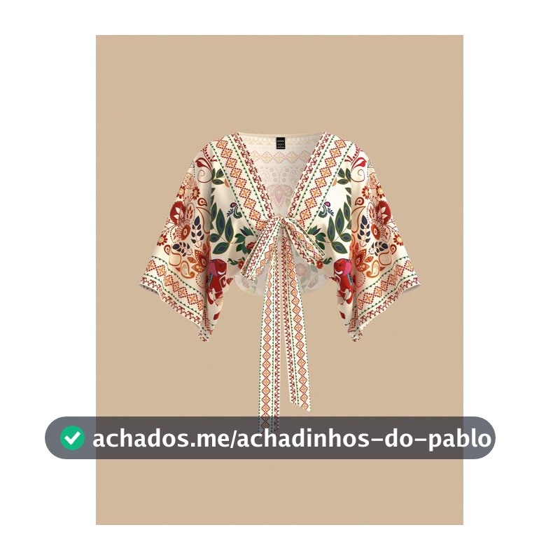 Travachic Cropped Top Decote V Profundo com Estampa Floral, Estilo Praia e Férias de Verão