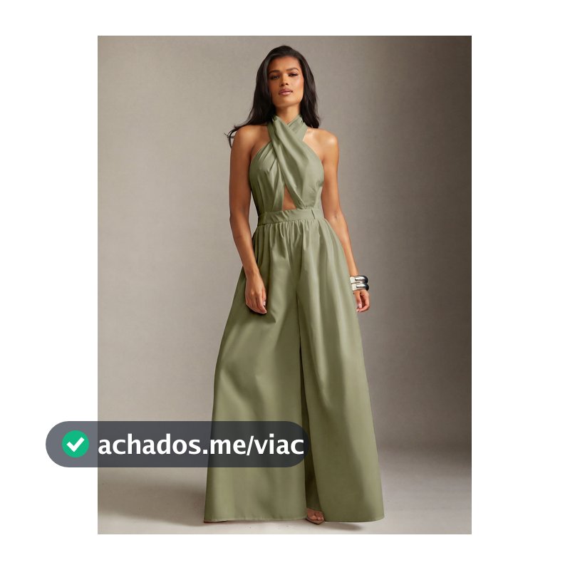 Hauture Macacão Casual Básico de Escritório Feminino com Frente Cruzada e Perna Larga