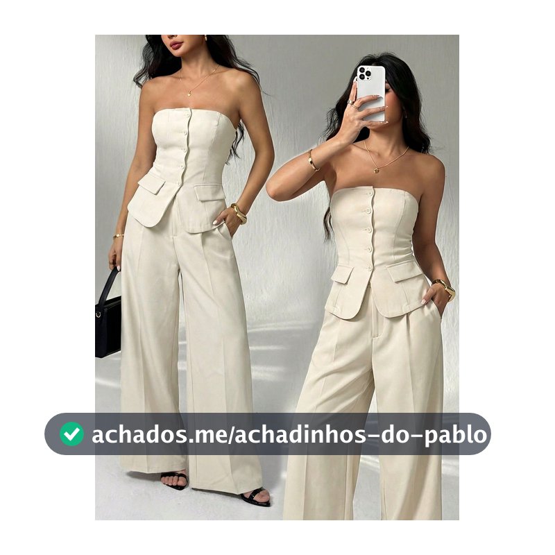 SHEIN PETITE 1 Conjunto de Top Camisete Ajustado de Cor Sólida e Calça Elegante para Outono/Inverno, Mulheres Petite