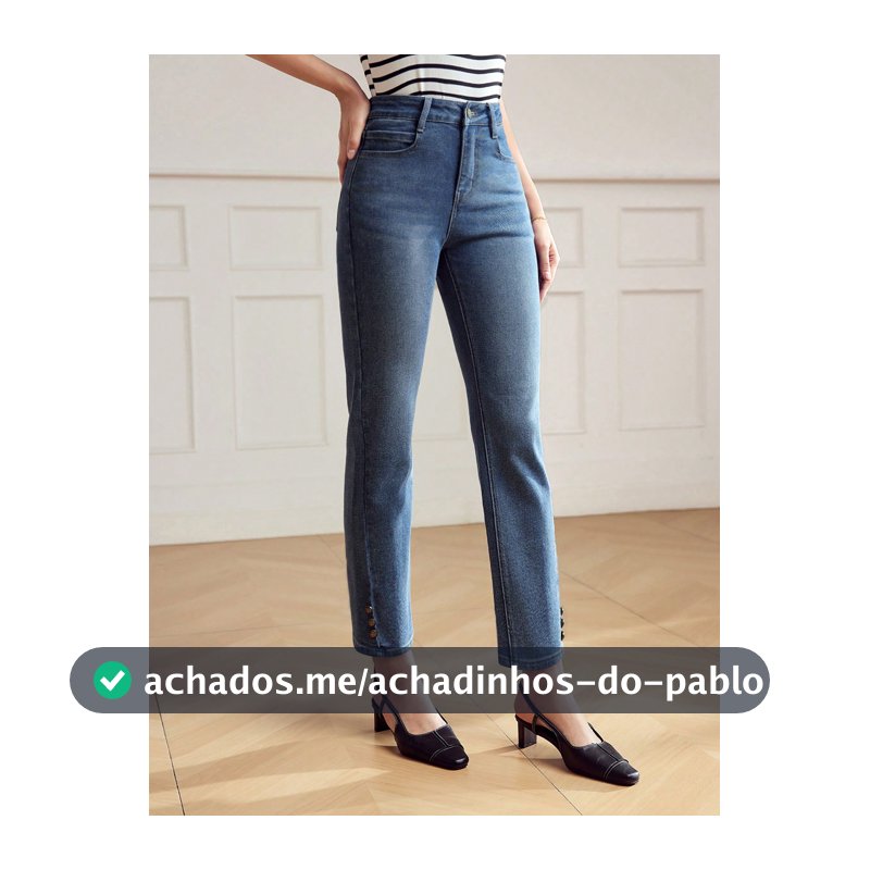 MOTF PREMIUM Denim CÔNICOS COM ZIPPER SÓLIDO