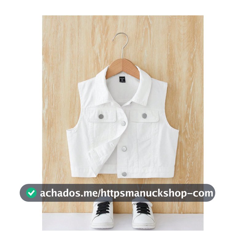 SHEIN Jaqueta de Brim sem Mangas de Estilo Casual e Universitário da Moda Y2K Primavera Verão Boho de Lavagem com Água para Meninas Adolescentes