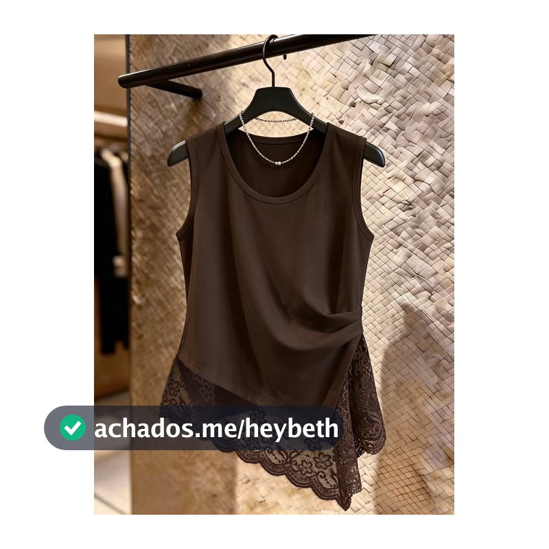 GlowEve Regata Branca Feminina com Barra de Renda Canelada, Estilo Delicado para Férias de Primavera/Verão