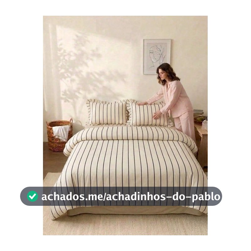 Cirelle 3 Peças Conjunto de Capa de Edredom de Algodão Listrada Preta, Conjunto de Roupa de Cama Vintage Francês Listrado Preto & Creme com Fronhas com Babados, Capa de Edredom Macia e Respirável (Capa de Edredom Sem Babados, Sem Enchimento)