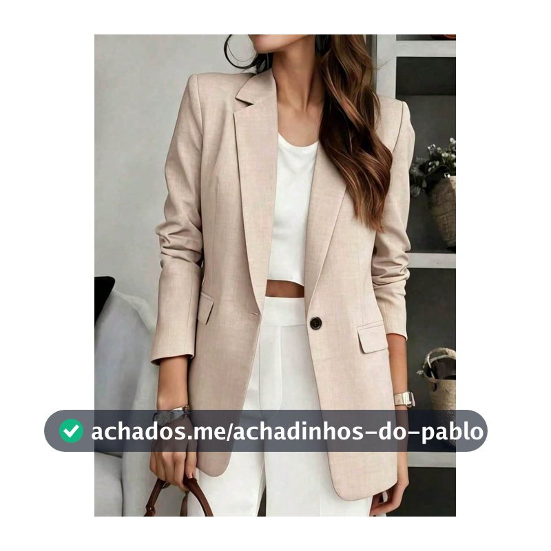 Blazer Feminino de Cor Sólida com Decote em V e Manga Longa, Jaqueta Leve e Fina de Abotoamento Único, Adequado para Escritório, Trabalho Remoto, Uso Diário, Todas as Estações