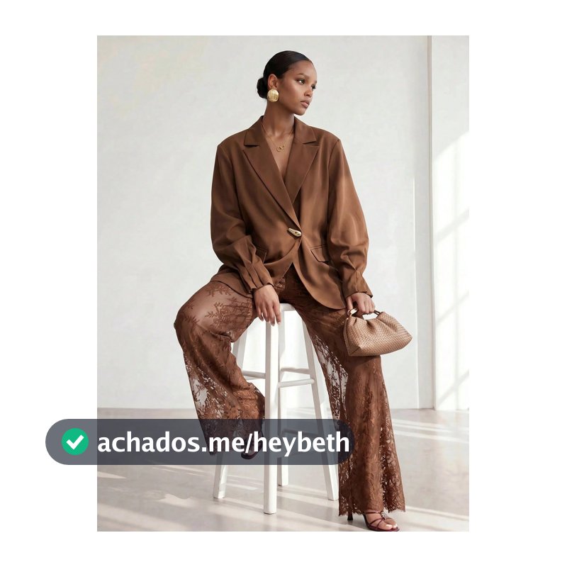 Zivah Conjunto de Jaqueta de Manga Longa com Decoração de Metal de Cor Sólida e Calça de Renda para Mulheres, Estilo Executivo