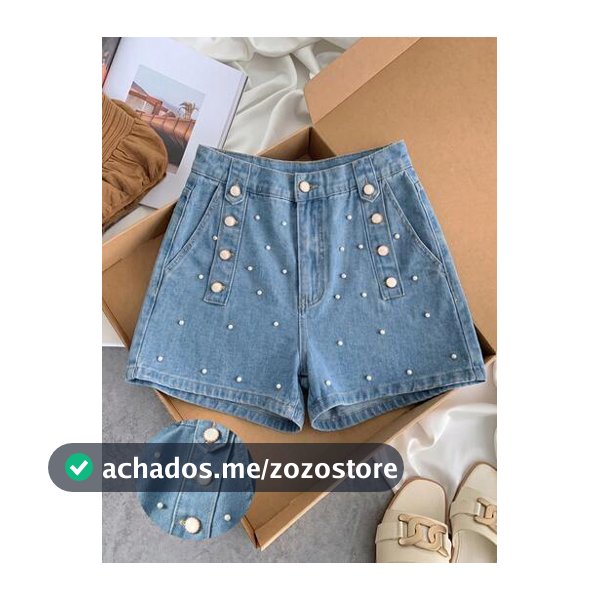 GlowEve CURVE Shorts Denim Casuais com Contas para Mulheres Plus Size